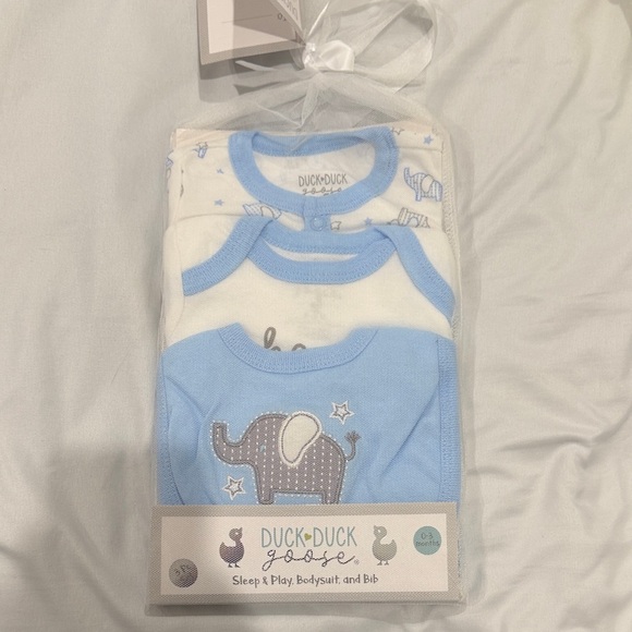 Duck Duck Goose Other - Duck•Duck Baby Blue Elephant 3-Pack One-Piece Bodysuits